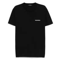 Tricouri Black T-Shirt With Lettering Logo Printed On The Chest In Cotton Man Barbati