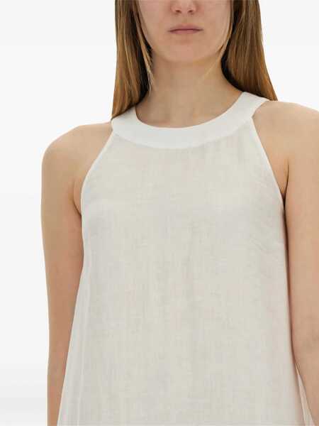 Rochii casual 120 LINO Long Linen Dress WHITE Femei (BM 17903191) 4