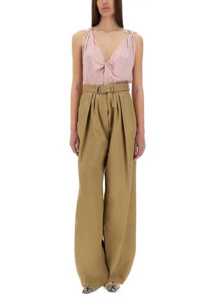 Pantaloni casual Dries Van Noten Wide-Leg Pants With Belt BEIGE Femei (BM 17903632) 2