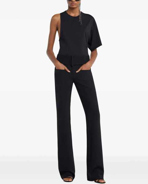 Tricouri COURRGES One-Shoulder T-Shirt In Scuba BLACK Femei (BM 17903740) 2