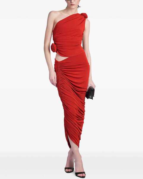 Fuste casual Magda Butrym Asymmetrical Draped Midi Skirt RED Femei (BM 17903767) 2