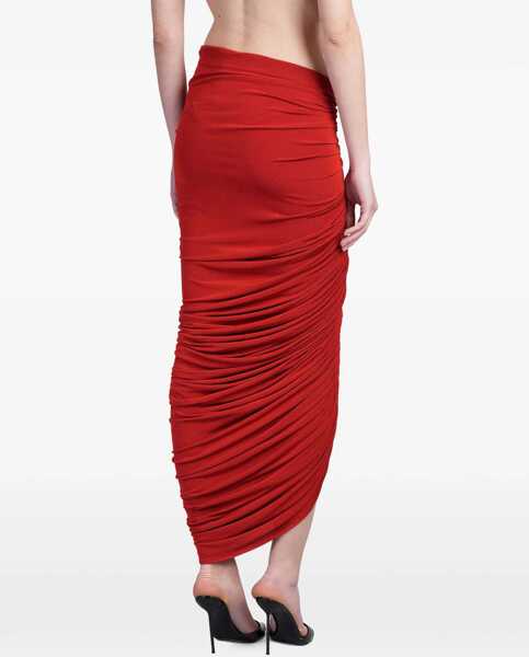 Fuste casual Magda Butrym Asymmetrical Draped Midi Skirt RED Femei (BM 17903767) 4