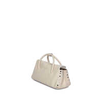 Genti de mana Zanellato Beige Leather Dotta Top Handle Bag Femei