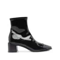 Bocanci Brown Ankle Boots With Logo Plate In Patent Leather Woman Femei