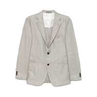 Sacouri Corneliani Light Grey Lienen Blended Single Breasted Blazer Barbati