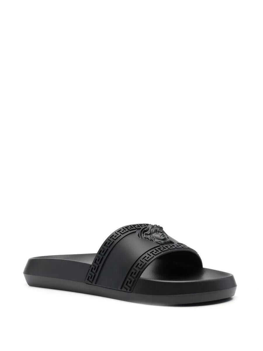 Sandale Versace Versace Slide Sandals With Medusa Plaque Black Barbati (BM 17906370) 3