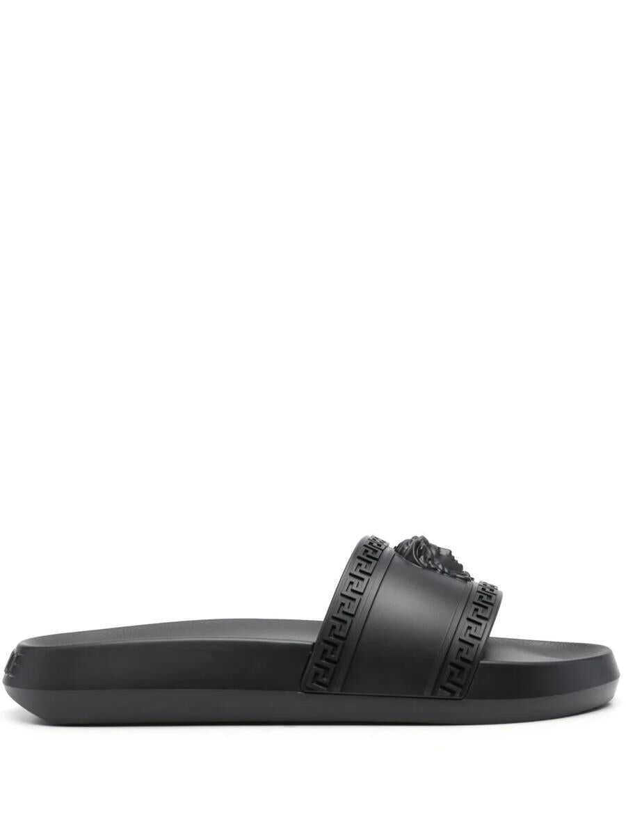Sandale Versace Versace Slide Sandals With Medusa Plaque Black Barbati (BM 17906370) 1
