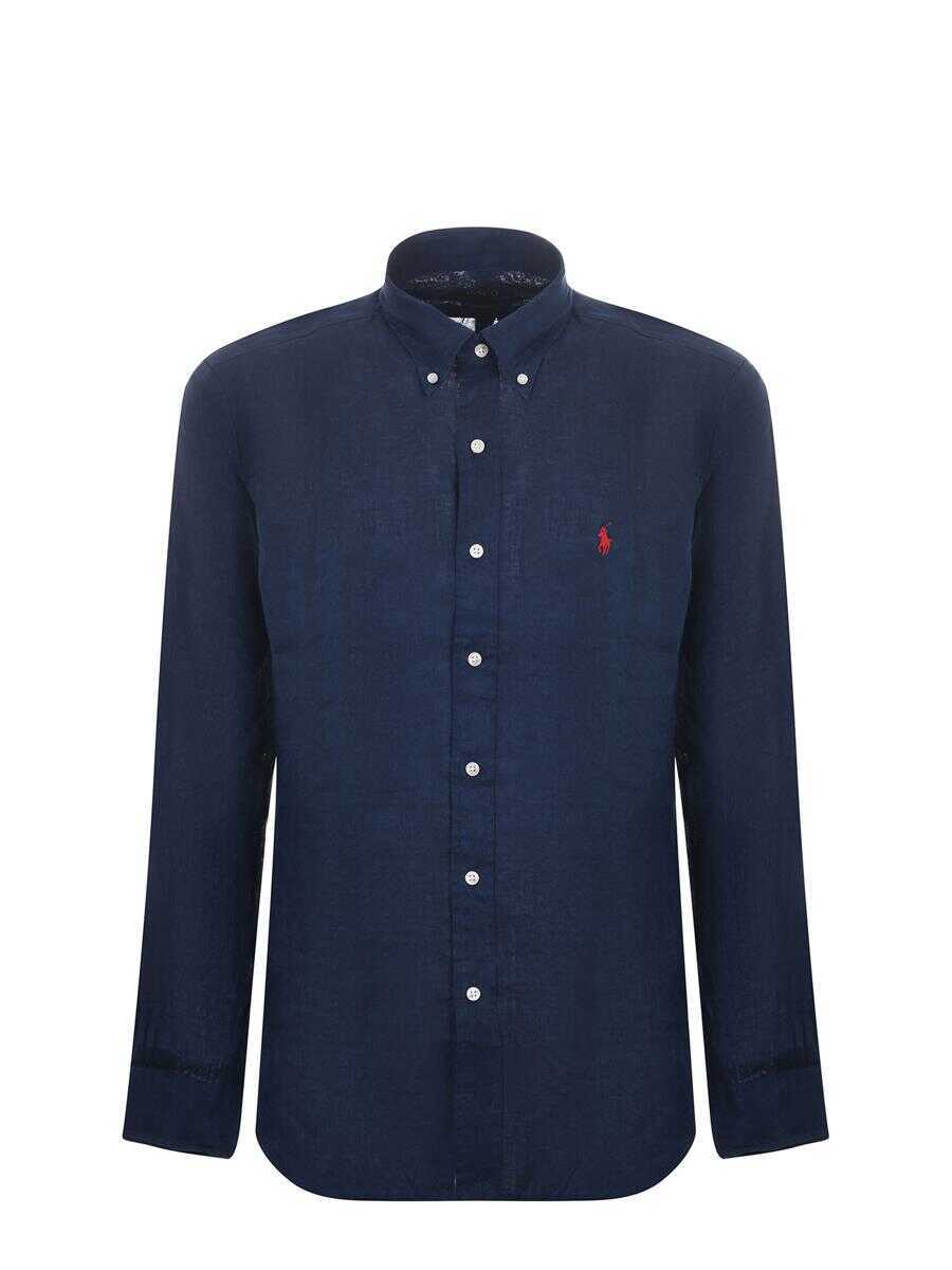 Tricouri Polo Ralph Lauren Polo Ralph Lauren Linen Shirt BLUE Barbati (BM 17907804) 1