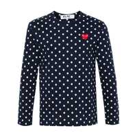 Tricouri Comme Des Garçons Play Navy Blue And White Cotton T-Shirt Femei