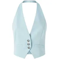 Geci Pinko Light Blue Crop Vest With Halter Neckline And Button Closure In Viscose Woman
