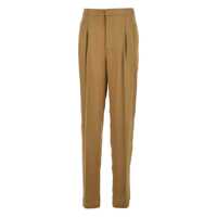 Pantaloni casual Beige Pants With Pences And Logo Plaque On The Rear In Viscose Blend Woman Femei