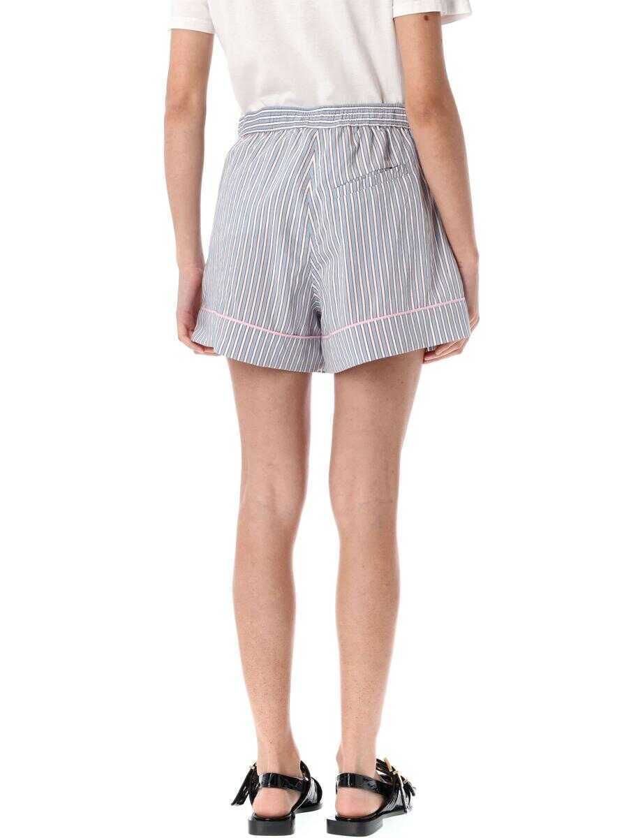 Pantaloni casual Ganni Ganni Candy-Striped Elasticated Shorts LIGHT BLUE STRIPED Femei (BM 17915598) 2