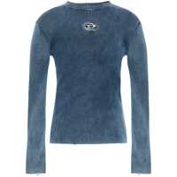 Tricouri Diesel 'Darin' Blue Crewneck T-Shirt With Oval D Logo Cut-Out On The Front In Cotton Man
