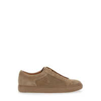 Sneakers Brown Low Top Sneakers With Perforated Panels And Slip-On Style In Leather Man Barbati