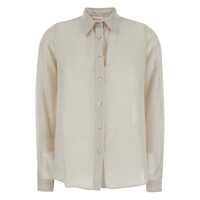 Camasi Beige Shirt With Classic Collar And Button Closure In Cotton And Silk Blend Woman Femei