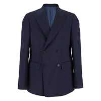 Sacouri Blue Double-Breasted Jacket With Peak Revers And Embroidery Detail On The Front In Wool Man Barbati
