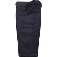 Fuste Blumarine Blue Denim Midi Pencil Skirt With Belt Femei