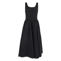 Rochii Black Dress With Side Zipper Closure And Flared Skirt With Pleated Details In Cotton Blend Woman Femei