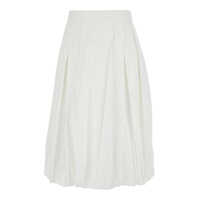 Fuste White Skirt With Balloon Design And Pleated Details In Cotton Blend Woman Femei