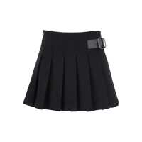 Fuste Black Skirt With Adjustable Side Belt And Pleated Details In Fabric Woman Femei