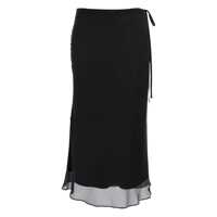 Fuste Black Skirt With Side Knot Closure And Semi-Transparent Hem In Viscose Woman Femei