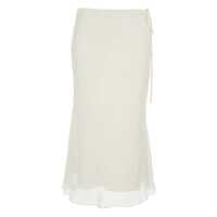 Fuste White Skirt With Side Knot Closure And Semi-Transparent Hem In Viscose Woman Femei