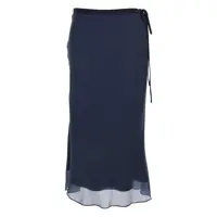 Fuste Blue Skirt With Side Knot Closure And Semi-Transparent Hem In Viscose Woman Femei