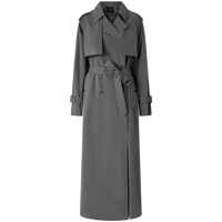 Geci Grey Trench With Windproof Flap And Waist Belt In Cotton Blend Woman Femei