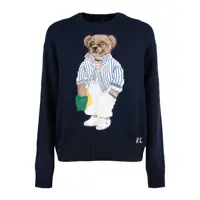 Tricouri Polo Ralph Lauren Blue Polo Bear Cotton Crew Neck Sweater Femei