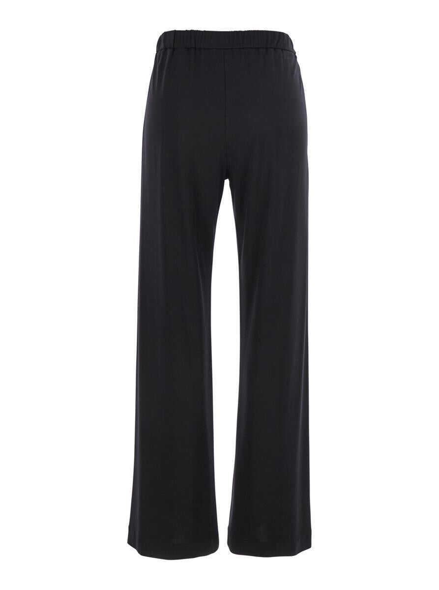 Pantaloni casual PLAIN Black Pants With Elastic Waist And Side Pockets In Fabric Woman Black Femei (BM 17920752) 2