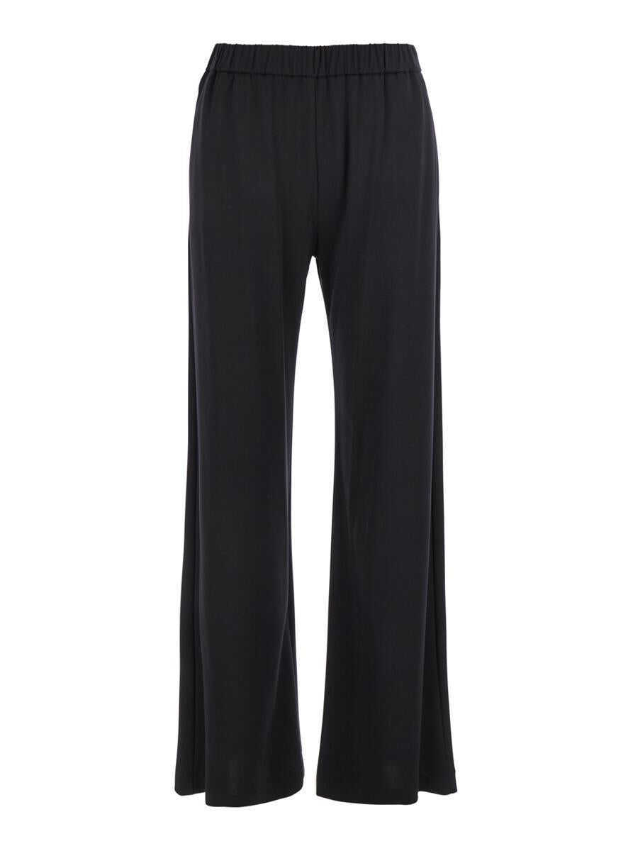 Pantaloni casual PLAIN Black Pants With Elastic Waist And Side Pockets In Fabric Woman Black Femei (BM 17920752) 1