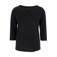 Tricouri Black T-Shirt With Round Neck And Three-Quarter Sleeves In Fabric Woman Femei