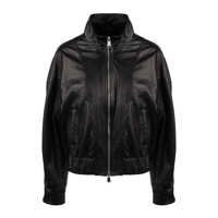 Bomber jacket Dondup Black Slim Nappa Leather Bomber Jacket Femei