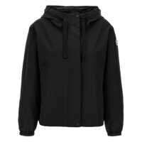 Jachete 'Boke 2.0' Black Windbreaker With Drawstring Hood And Logo Patch On The Sleeve In Tech Fabric Woman Femei
