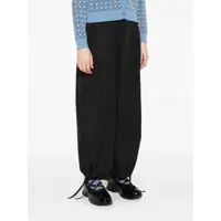 Pantaloni Kenzo Dama - Pantaloni casual Kenzo Boke Flower 2.0 Black Pants With Flowers Embellishmed Waist And Logo Patch On The Pocket In Cotton Blend Woman Black Femei (BM 17921763) - B-mall.ro