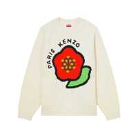 Pulovere 'Pop' White Crewneck Sweater With Maxi Logo On The Front In Wool And Cotton Blend Man Barbati