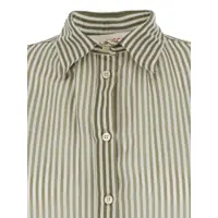 Imbracaminte Jucca Dama - Camasi Jucca Green Shirt With Classic Collar And All-Over Striped Motif In Mixed Cotton And Silk Woman GREEN Femei (BM 17921886) - B-mall.ro