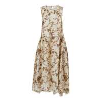 Rochii 'Avery' Beige Dress With All-Over Floral Motif And Pleated Skirt In Viscose And Cupro Blend Woman Femei
