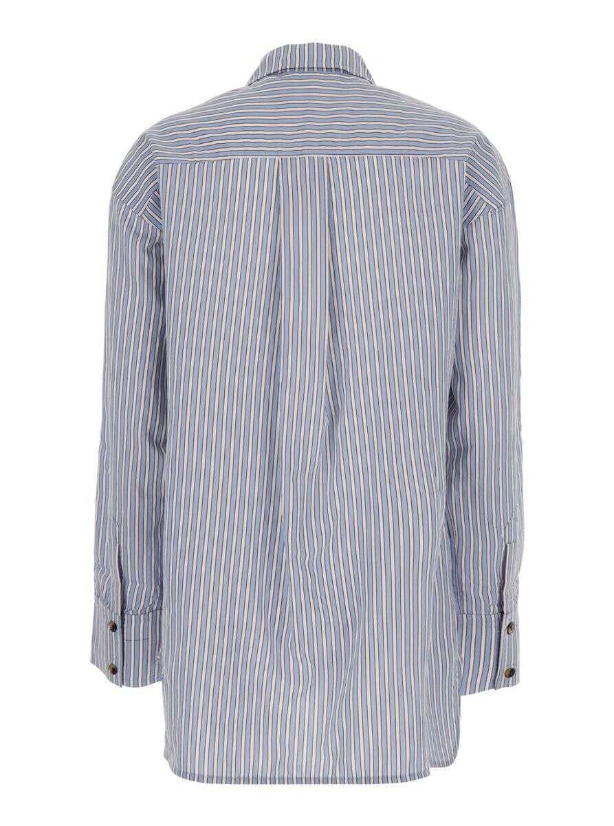 Camasi Ganni Multicolor Shirt With All-Over Stripes And Logo Patch On The Front In Viscose Blend Woman MULTICOLOR Femei (BM 17922246) 2