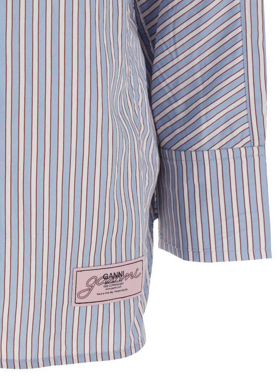 Camasi Ganni Multicolor Shirt With All-Over Stripes And Logo Patch On The Front In Viscose Blend Woman MULTICOLOR Femei (BM 17922246) 3