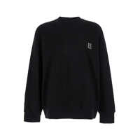 Tricouri Black Sweatshirt With Logo Embroidery On The Front And Logo Lettering On The Rear In Cotton Man Barbati