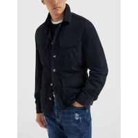 Geci Brunello Cucinelli pentru Barbati - Geci de piele Brunello Cucinelli Suede leather shirt Jacket NAVY Barbati (BM 17925568) - B-mall.ro
