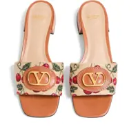 Sandale Dama - Sandale Valentino Garavani Cherry jacquard fabric Sandals NATURALE/ROSSO Femei (BM 17926900) - B-mall.ro