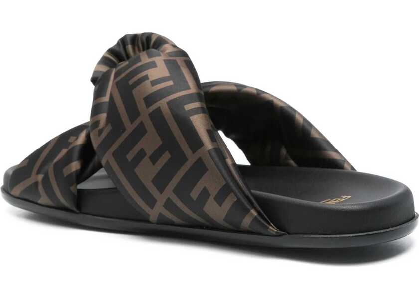 Sandale Fendi Satin Slide Sandals TABACCO NERO Femei (BM 17927008) 3