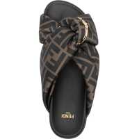 Sandale Fendi Dama - Sandale Fendi Satin Slide Sandals TABACCO NERO Femei (BM 17927008) - B-mall.ro