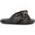 Fendi Satin Slide Sandals TABACCO NERO