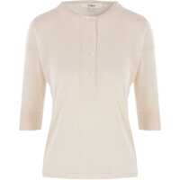 Pulovere casual Linen Henley Long Sleeve Jersey Femei