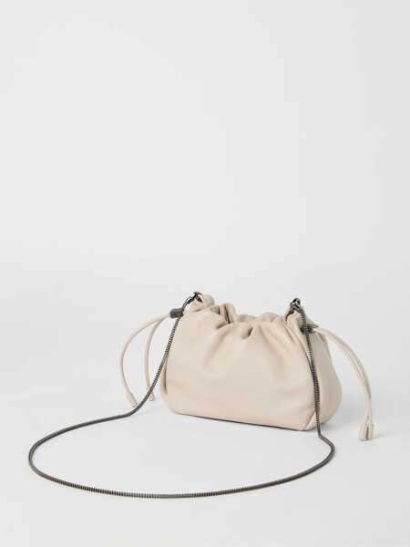 Genti de umar Brunello Cucinelli Bucket Mellow mini Shoulder Bag AVORIO Femei (BM 17927782) 4