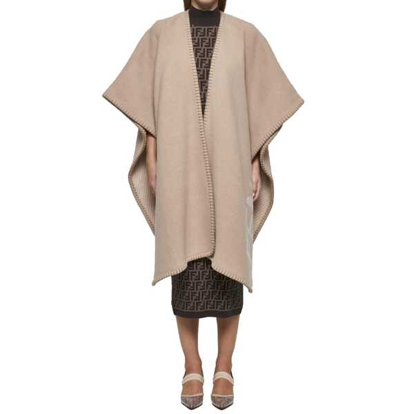 Poncho Fendi Fendi Wool And Cashmere Poncho Beige Femei (BM 17929731) 2