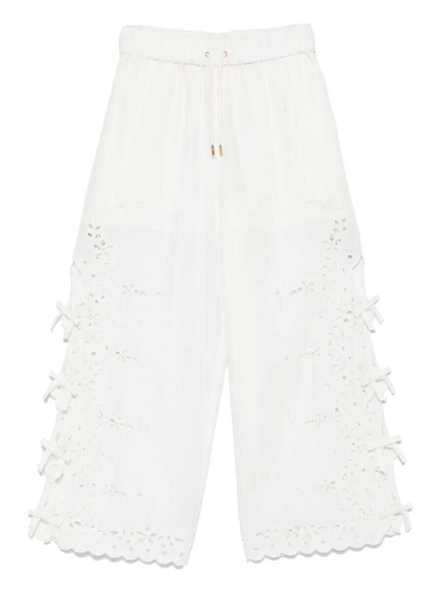 Pantaloni casual Self-Portrait Self-Portrait Embroidered Trousers WHITE Femei (BM 17932104) 1